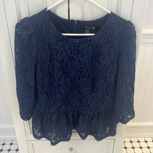 NWT Forever 21 Navy lace shirt